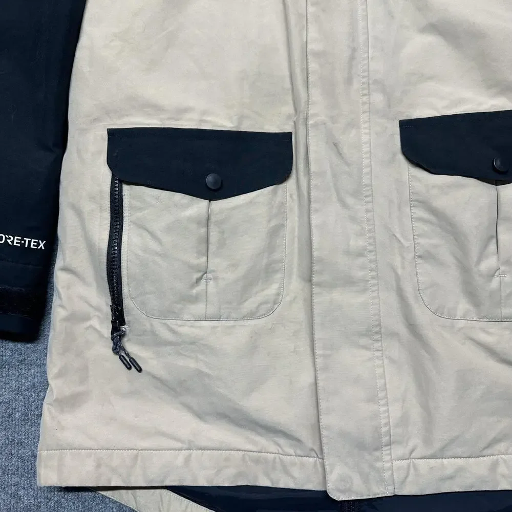 Burton GORE-TEX Living Lining Jacket Mens Small Beige Hooded Ski Snow Insulated